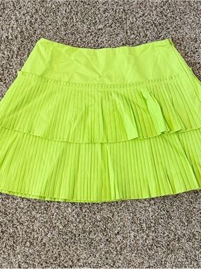 Neon Lime Pleated Mini Skirt
